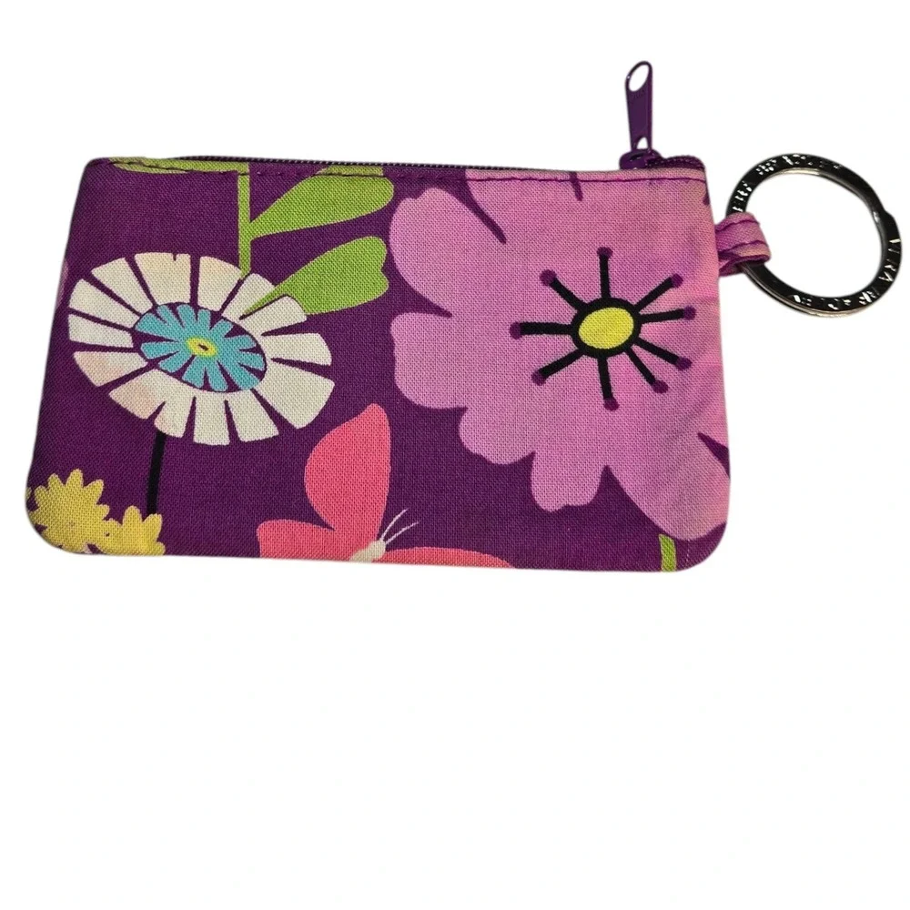 Vera Bradley Floral ID Case Card Holder‎ Keychain Small Coin Purse Wallet